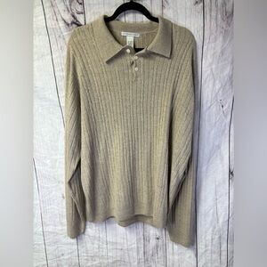 Geoffrey Beene Collared Knit Long Sleeve Ribbed Sweater XXL